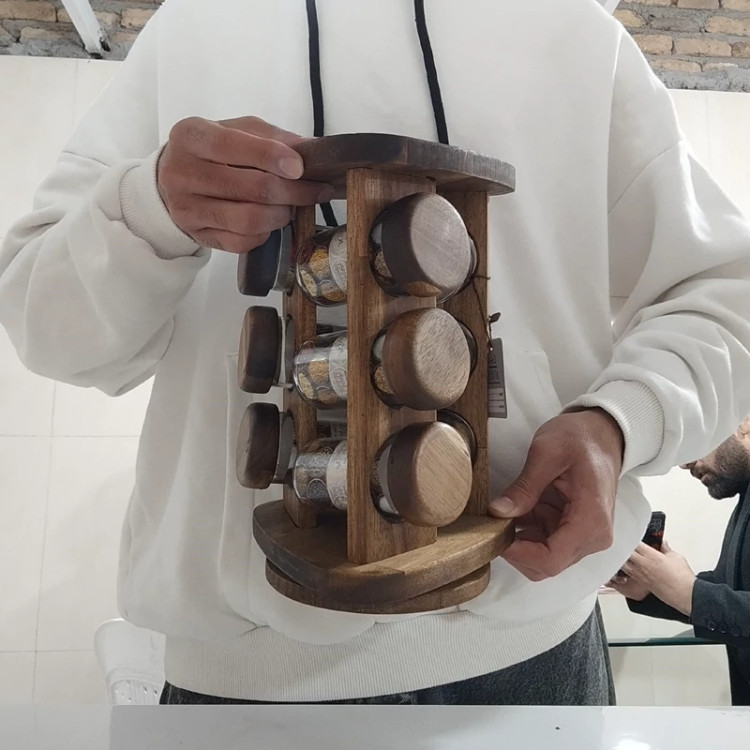 ست جا ادویه چوبی گردان لوما مثلثی 9 تایی کد 99096A با ارسال رایگان