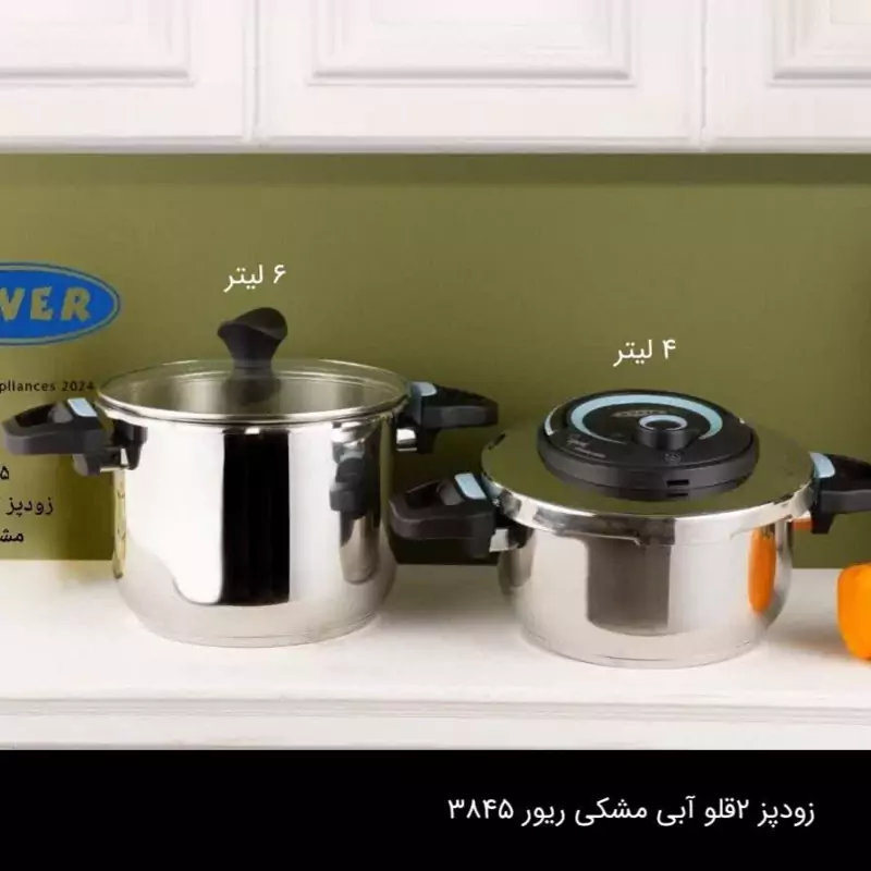 زودپز دوقلو استیل مشکی آبی ریور کد 3845