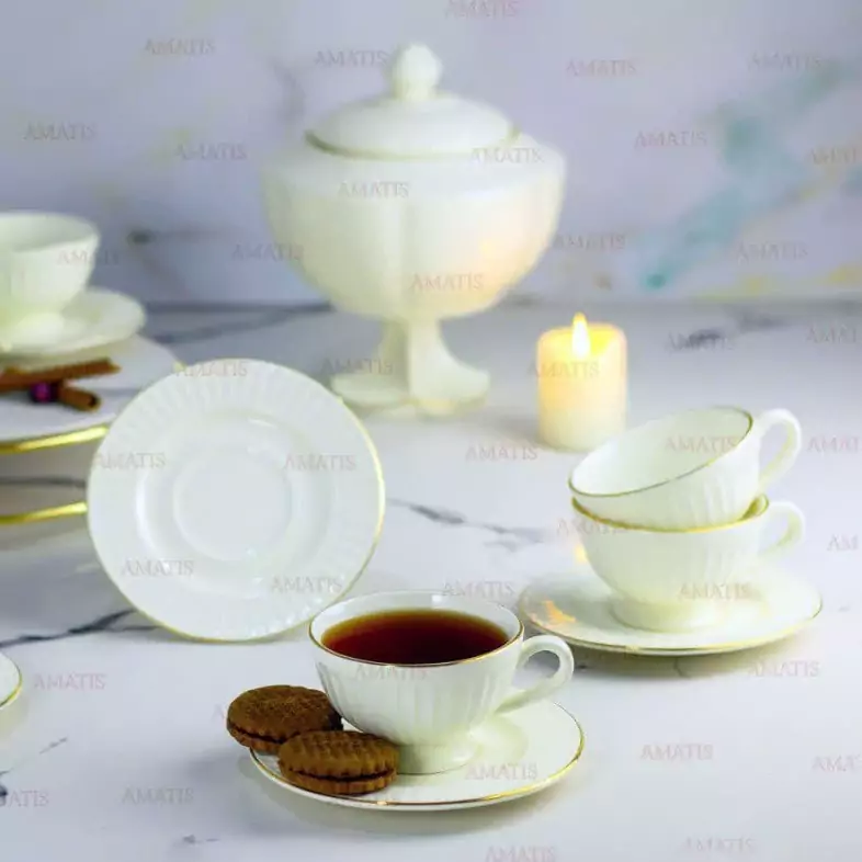 ست چای خوری سرامیکی آماتیس مدل والن گل کد 4418 بسته 12 عددی با ارسال رایگان
