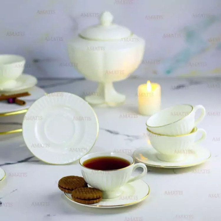 ست چای خوری سرامیکی آماتیس مدل والن گل کد 4418 بسته 12 عددی با ارسال رایگان