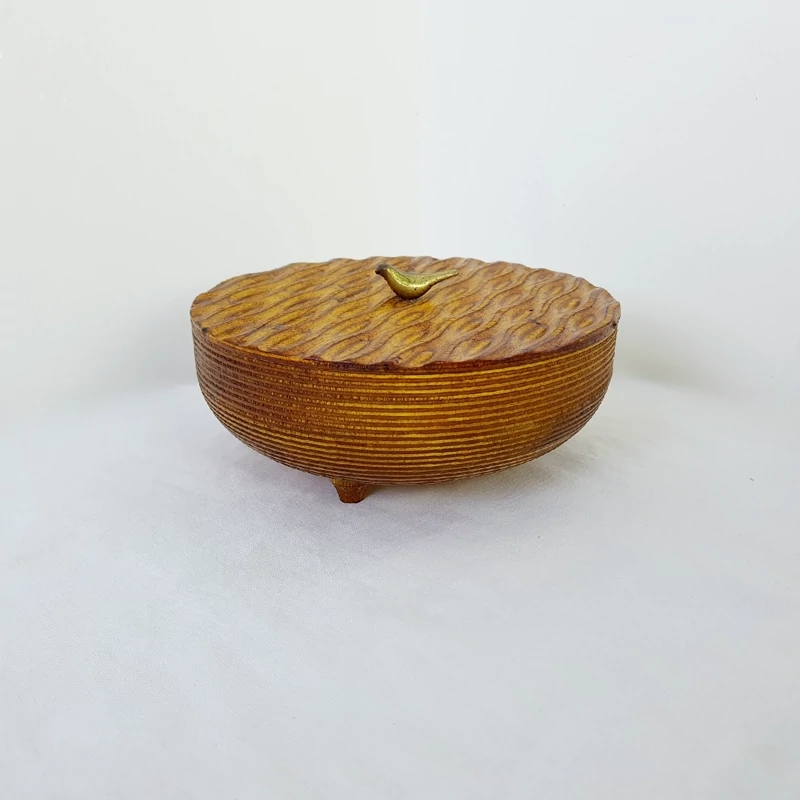 کاسه سرو و پذیرایی چوب روس درب دار کد 12036
