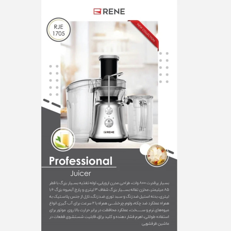 آبمیوه گیری تک کاره RENE مدل RJB-1705 با ضمانت 24 ماهه ارسال رایگان