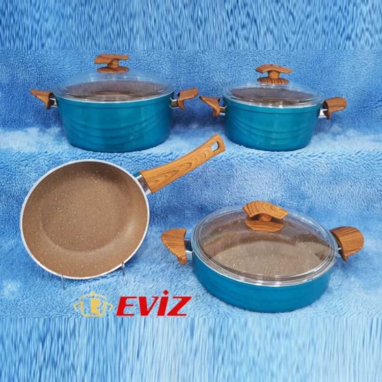 سرویس قابلمه 7 پارچه اویز EVIZ مدل سوئینگ سبز کله غازی با ضمانت 18 ماهه با ارسال رایگان
