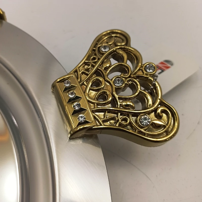 سینی استیل نگار کوچک گرد کد 422 مدل تاج طلایی