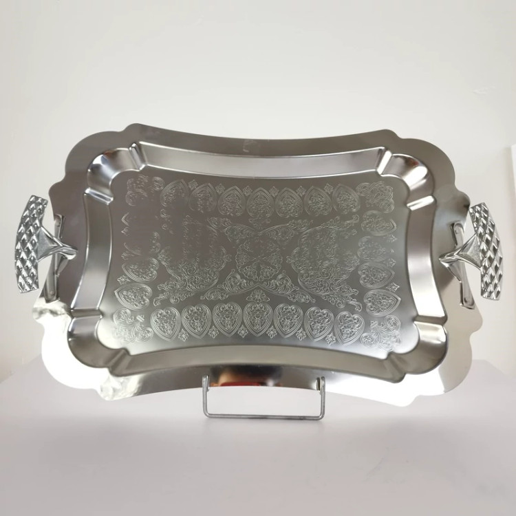 سینی استیل مستطیل بزرگ بی پایه ریور کد 7116بسته 1 عددی با ارسال رایگان