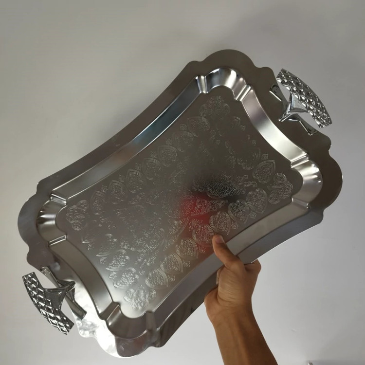 سینی استیل مستطیل بزرگ بی پایه ریور کد 7116بسته 1 عددی با ارسال رایگان