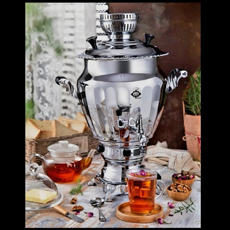 سماور گازی عالی نسب مدل نگین سیمین 6 لیتر ارسال رایگان