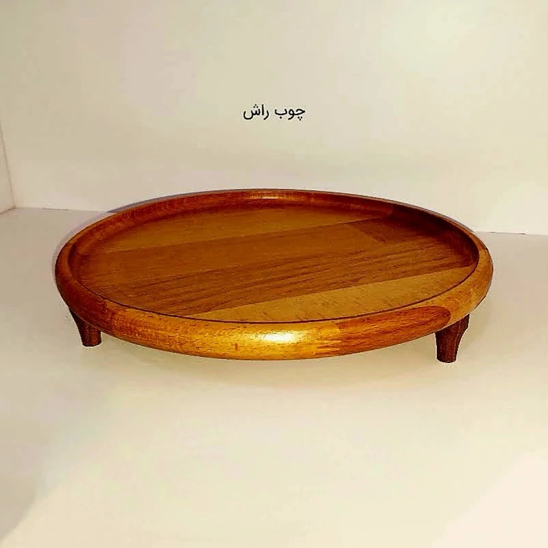 سینی پذیرایی پایه دار چوبی MGM کد 11091 با چوب راش گرجستانی
