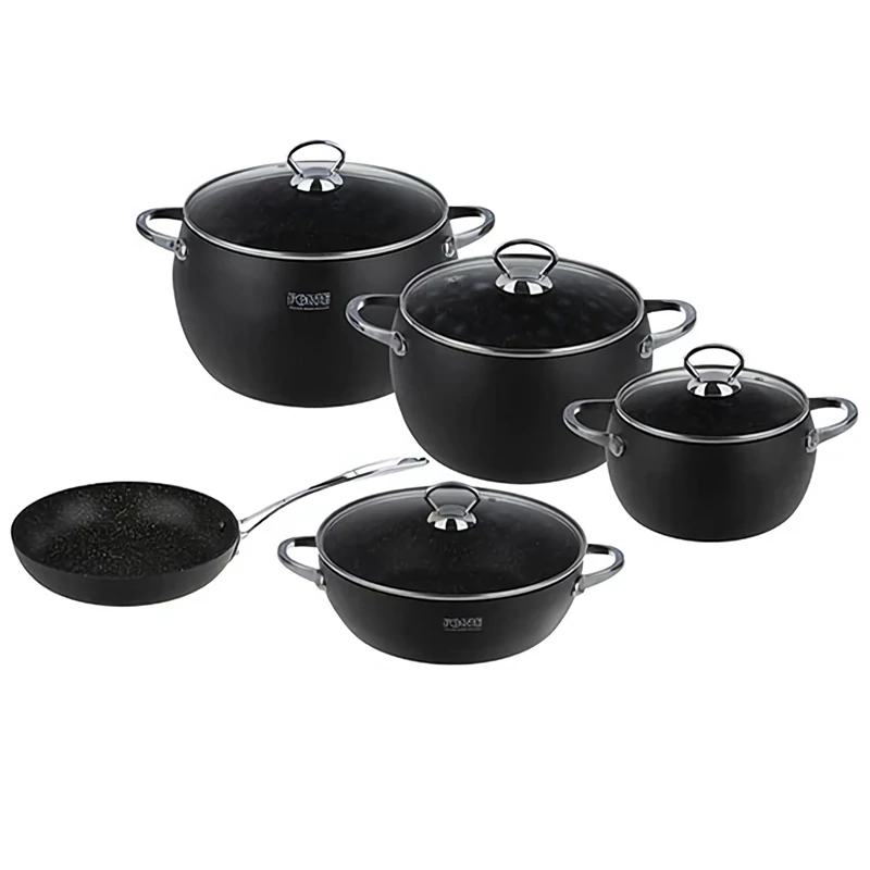 سرویس قابلمه گرانیتی 9 پارچه فورته FORTE مدل دینو مشکی