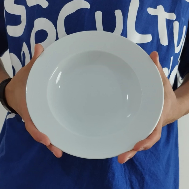 بشقاب خورشت خوری چینی 20 سانت تقدیس مدل هتلی سفید بسته 6 عددی با ارسال رایگان