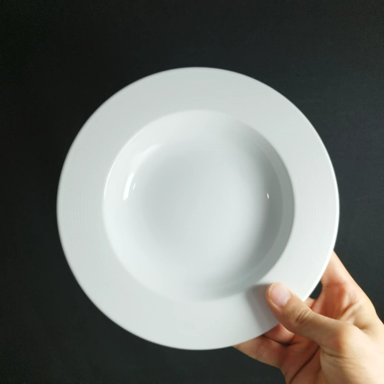 بشقاب خورشت خوری چینی 20 سانت تقدیس مدل هتلی سفید بسته 6 عددی با ارسال رایگان