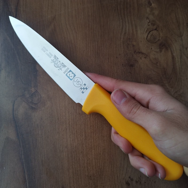 چاقو آشپزخانه اکبری دسته زرد کد P725 با ارسال رایگان