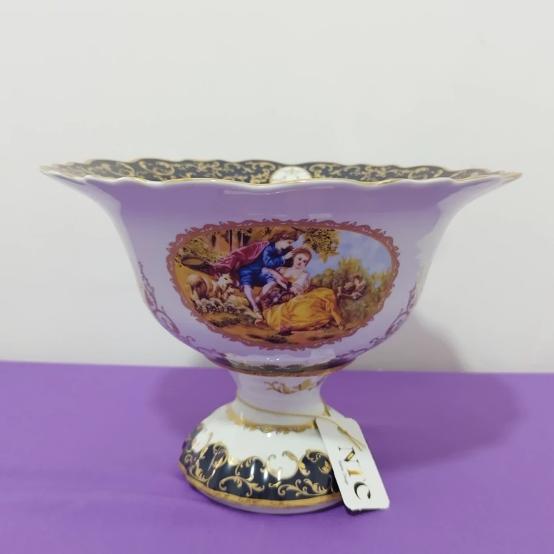 میوه قدح خوری پایه دار چینی متوسط لیلی مجنون سرمه ای کد 8031