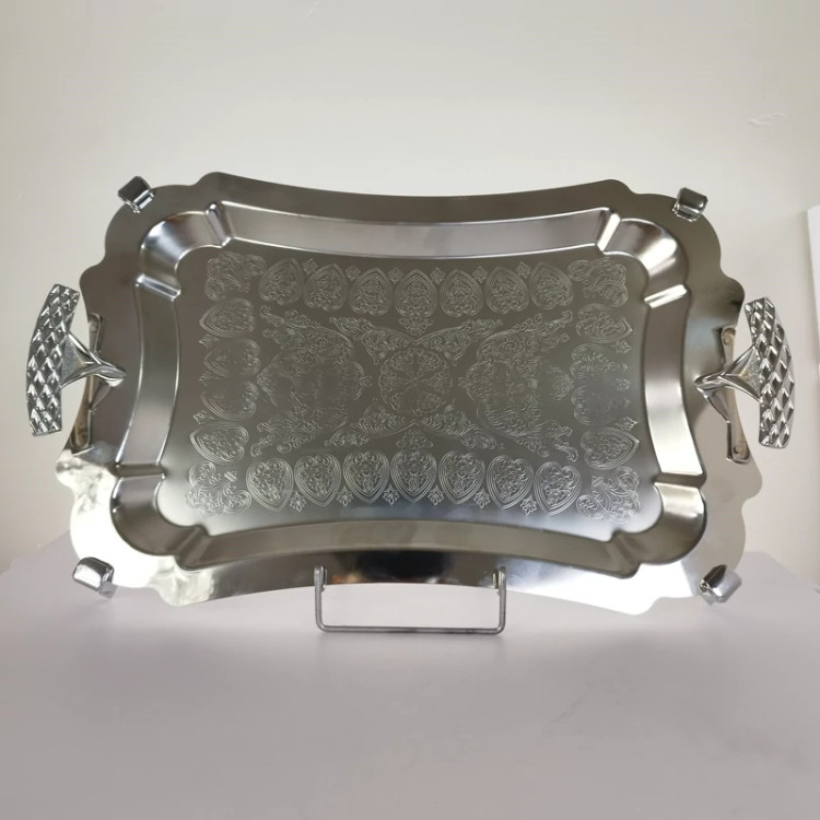 سینی استیل مستطیل بزرگ پایه دار ریور کد 7116B بسته 1 عددی با ارسال رایگان