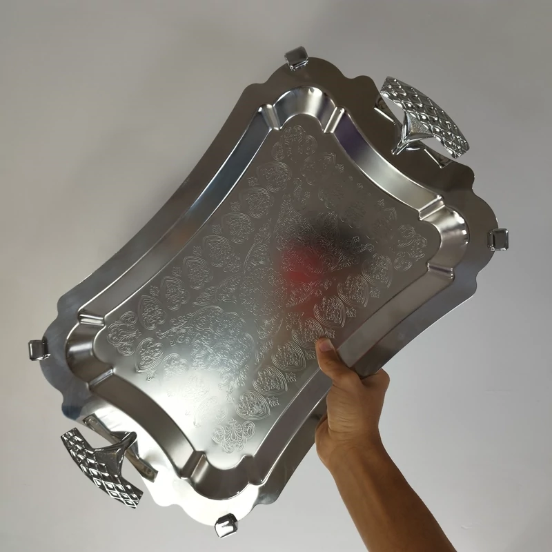 سینی استیل مستطیل بزرگ پایه دار ریور کد 7116B بسته 1 عددی با ارسال رایگان