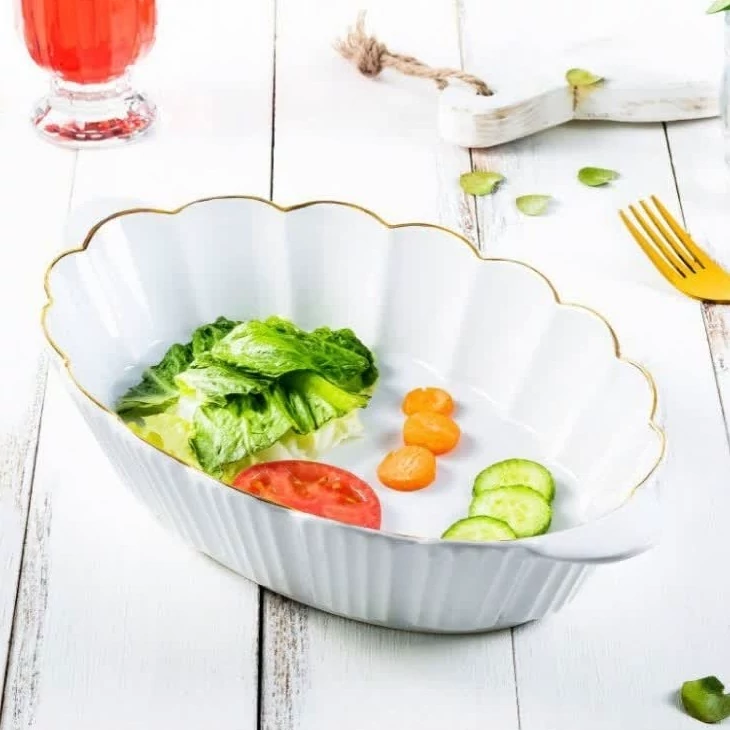 تابه بیضی سرامیک آماتیس لب طلا مدل ماهور متوسط کد 765 ارسال رایگان