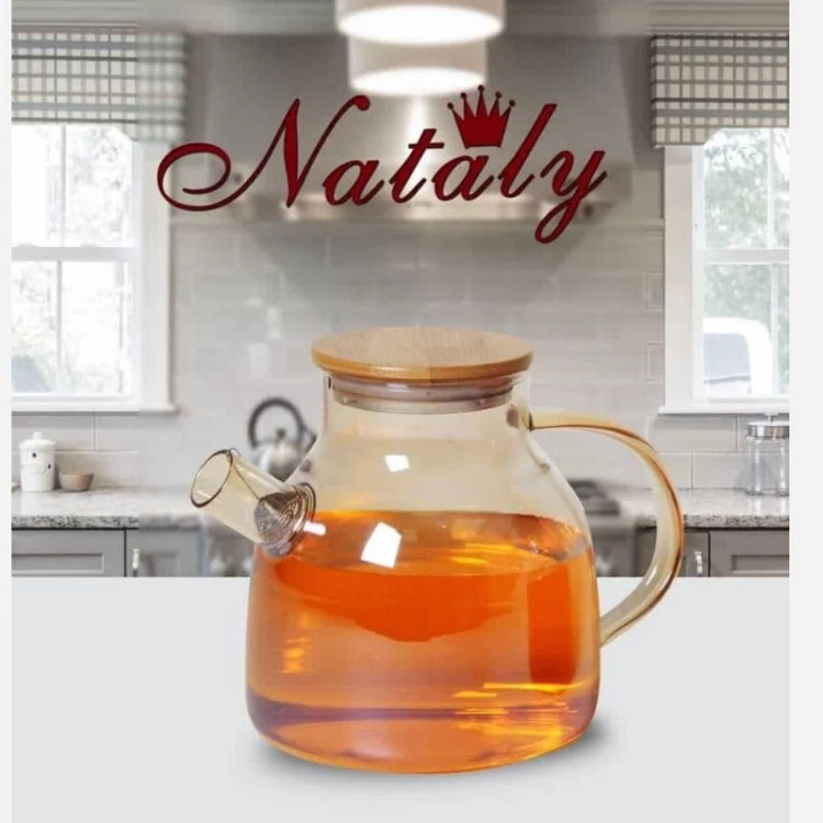 قوری دمنوش پیرکس عسلی 1200 میلی لیتر NATALY شعله مستقیم ارسال رایگان