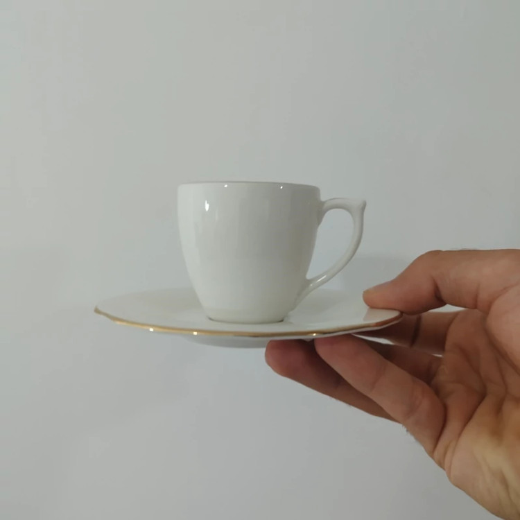 ست 12 پارچه فنجان نعلبکی قهوه خوری چینی توس مدل الیزابت امپریال خط طلا بسته 6+6 عددی با ارسال رایگان