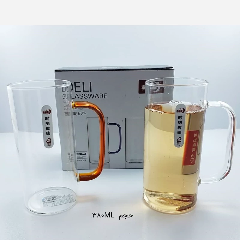 ماگ پیرکس جفتی 380 میلی لیتر DELI کد 312 بسته 6 عددی با ارسال رایگان
