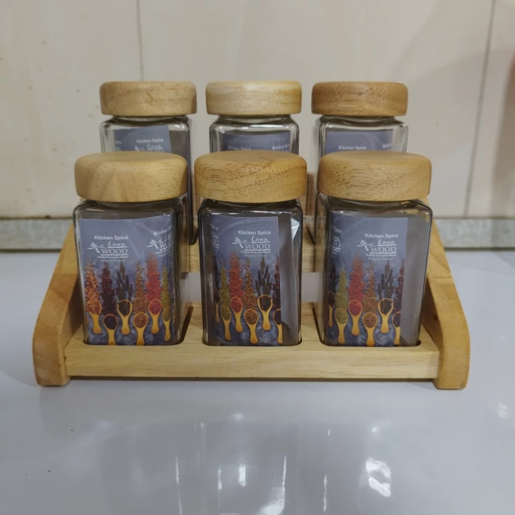 ست جا ادویه چوبی مربع لوما پله ای 6 تایی کد 43061 با ارسال رایگان