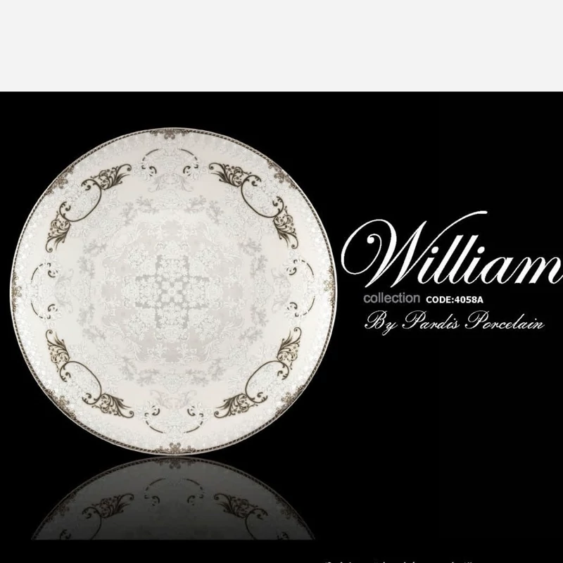 سرویس چینی 30 پارچه (6 نفره) ویلیام طرح نقره ای کد 4058