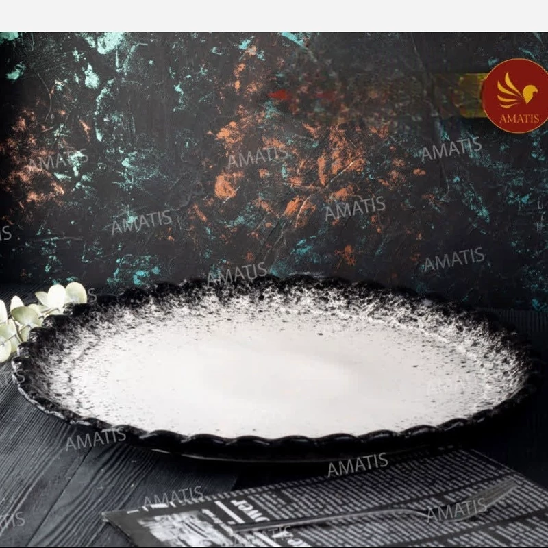 دیس گرد سرامیکی ملورین مشکی مدل سلطنتی کد 3155 با ارسال رایگان