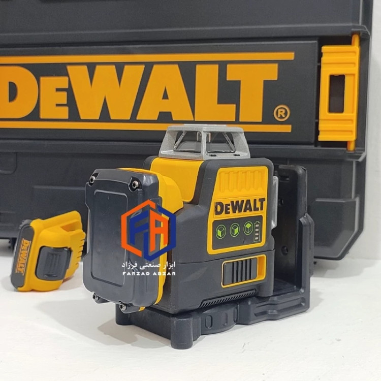 تراز لیزری جعبه بزرگ دیوالت سه بعدی به همراه براکت گیره مدل DEWALT12-line