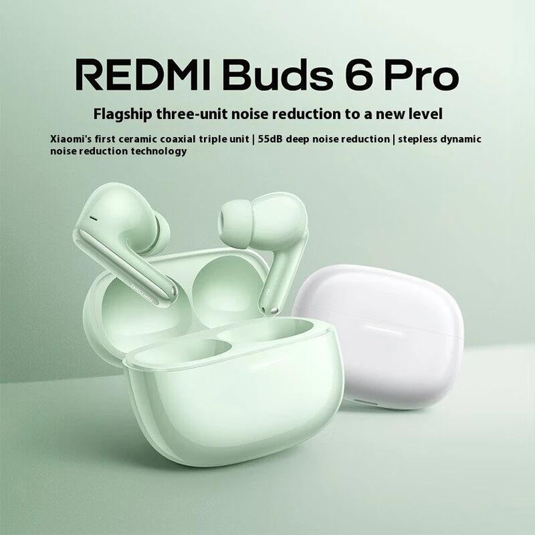 هدفون بلوتوثی شیائومی مدل Redmi Buds 6 Pro با نویز کنسلینگ فعال (ANC)، نویز کنسلینگ میکروفون (ENC)، درگاه شارژ USB Type-C، قابلیت اتصال همزمان به دو دستگاه، مقاوم در برابر گرد و غبار