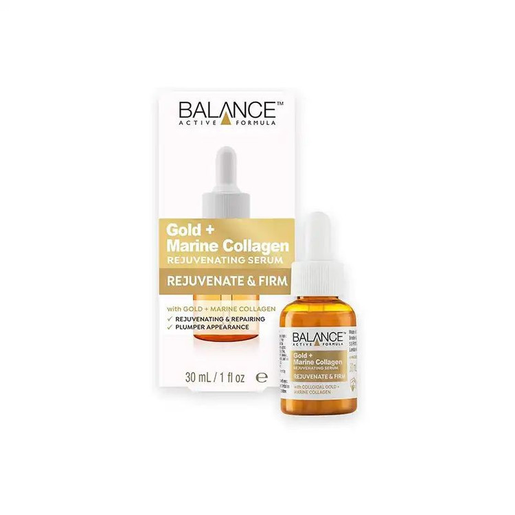 سرم سفتکننده بالانس مدل Gold+ Marine Collagen مناسب برای انواع پوست حجم 30 میلیلیتر