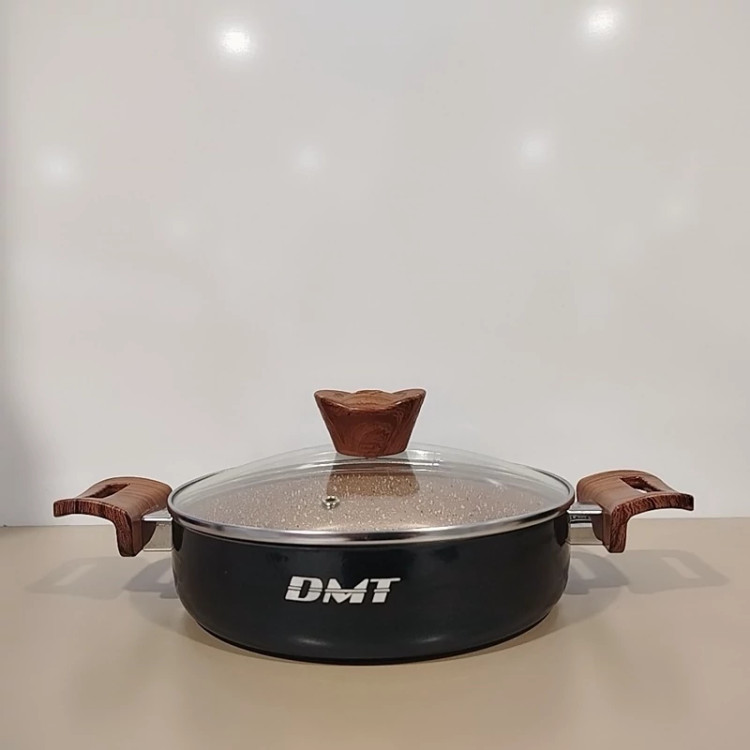 تابه دو دسته تفلون گرانیت سایز 22 DMT مشکی با ارسال رایگان