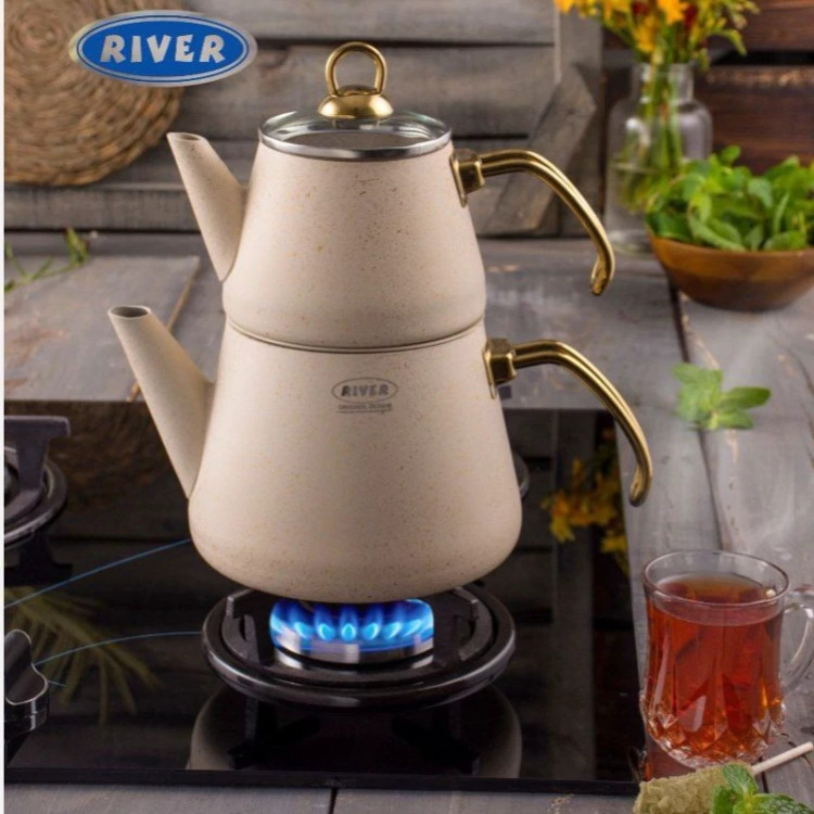 کتری و قوری گرانیتی RIVER کد 5825 کرم ارسال رایگان