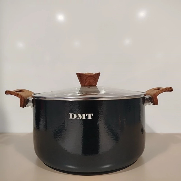 قابلمه تفلون گرانیت سایز 28 DMT مشکی با ارسال رایگان