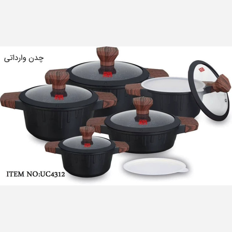سرویس قابلمه گرانیتی 12 پارچه UCC LIFE مدل 4312 مشکی با ارسال رایگان
