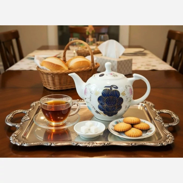 قوری چینی وینچی انگور سرمه ای سایز متوسط کد 381 با ارسال رایگان