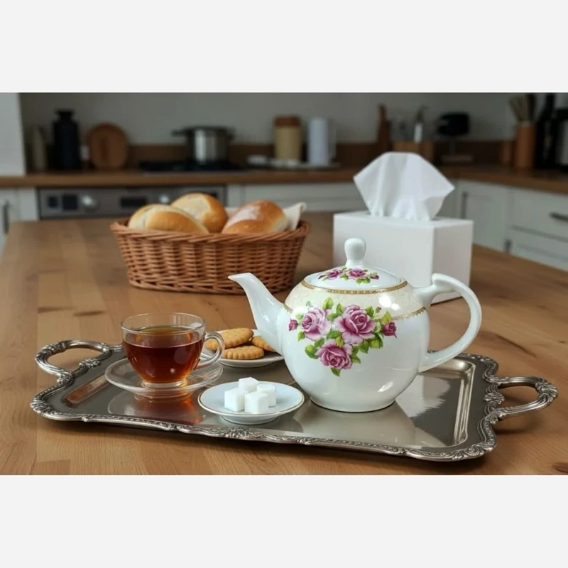 قوری چینی وینچی آلاله کرم سایز بزرگ کد 382 با ارسال رایگان