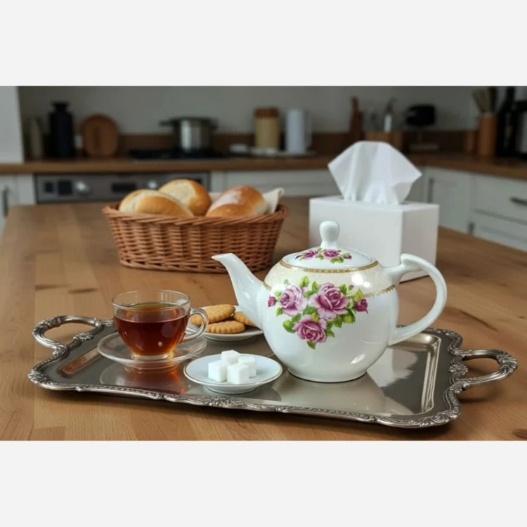 قوری چینی وینچی آلاله کرم سایز متوسط کد 381 با ارسال رایگان