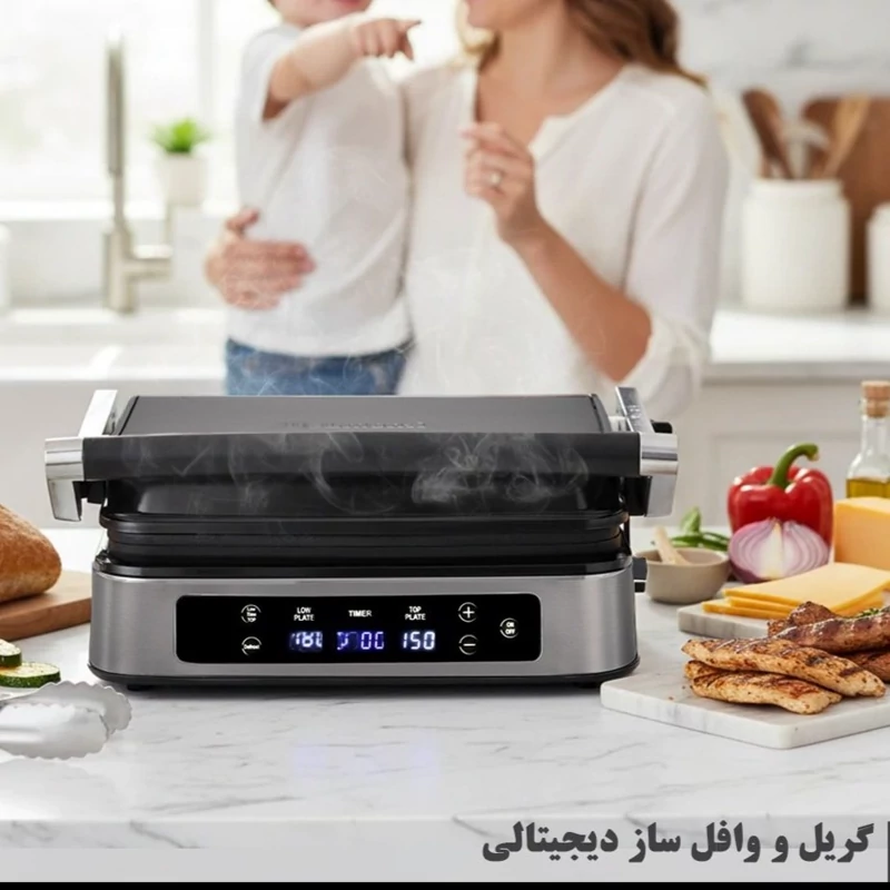 گریل وافل ساز دیجیتال دلمونتی مدل DL-595 با ضمانت 24 ماهه ارسال رایگان