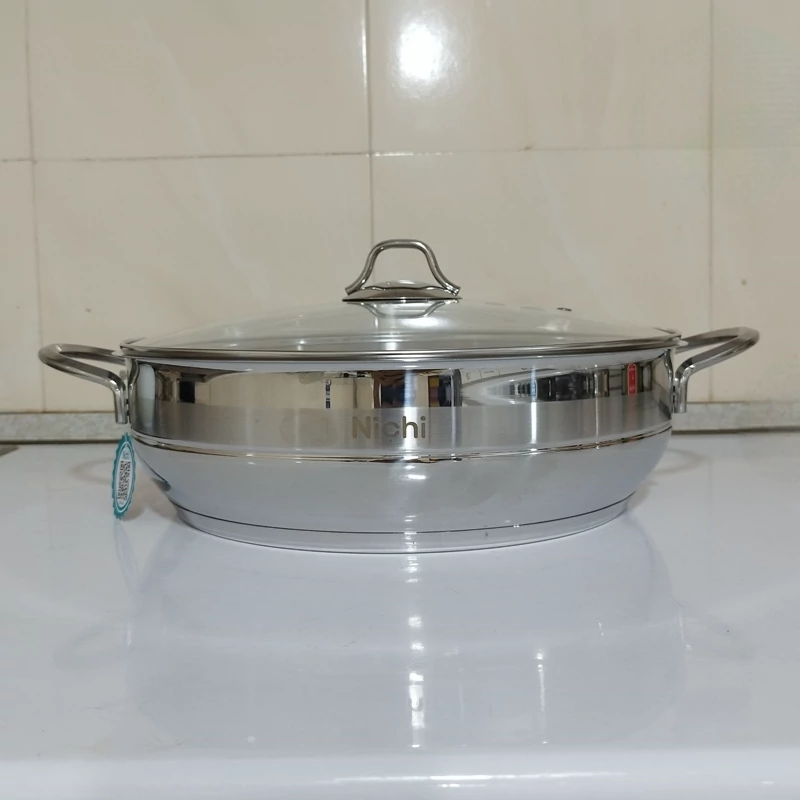 تابه دو دسته استیل سایز 32 نیچی با ضمانت 18 ماهه با ارسال رایگان