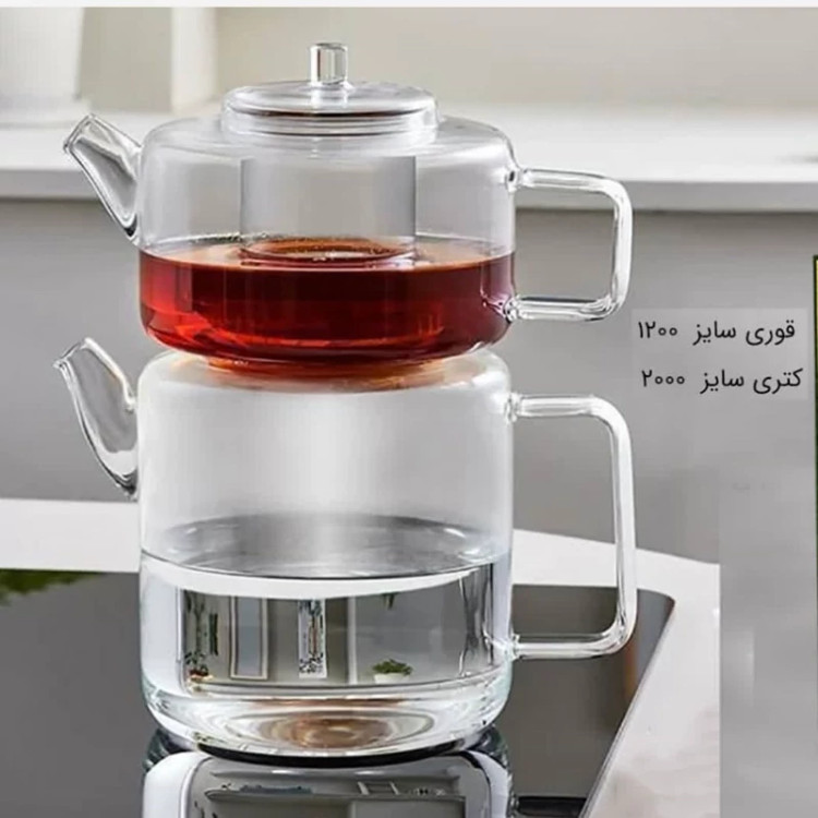 کتری و قوری پیرکس NATALY ناتالی کد 240220 شعله مستقیم ارسال رایگان