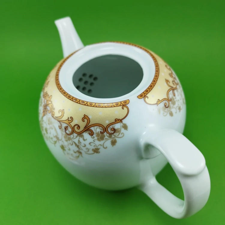قوری چینی گلدیس مدل صدفی طلایی بزرگ ارسال رایگان