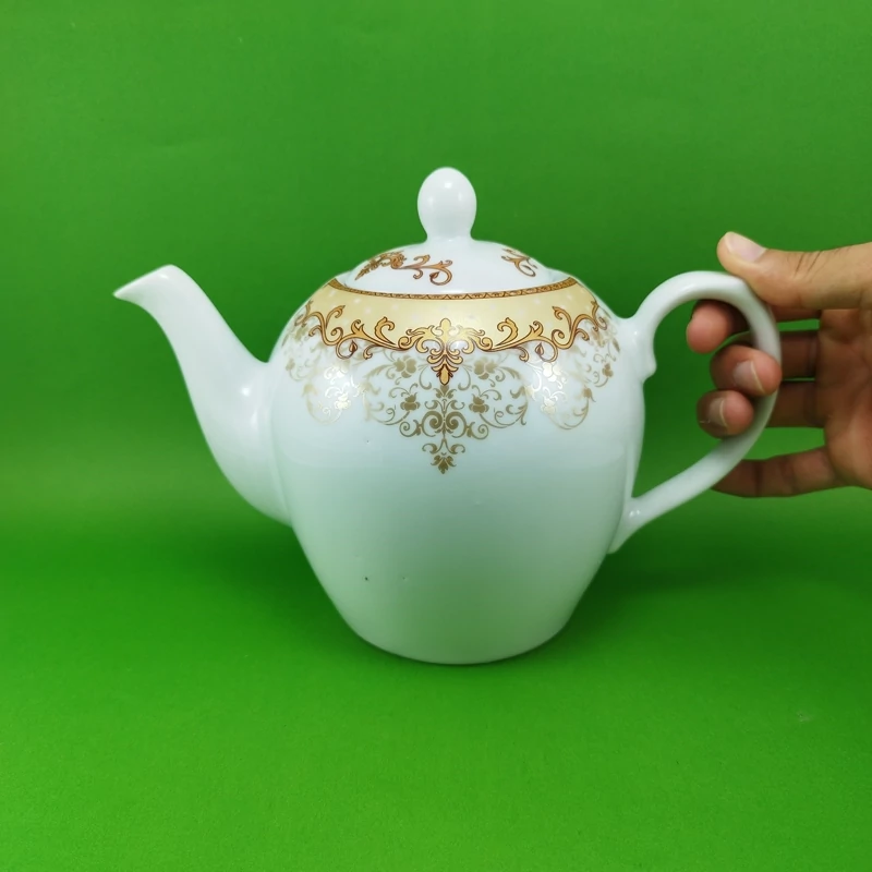 قوری چینی گلدیس مدل صدفی طلایی بزرگ ارسال رایگان