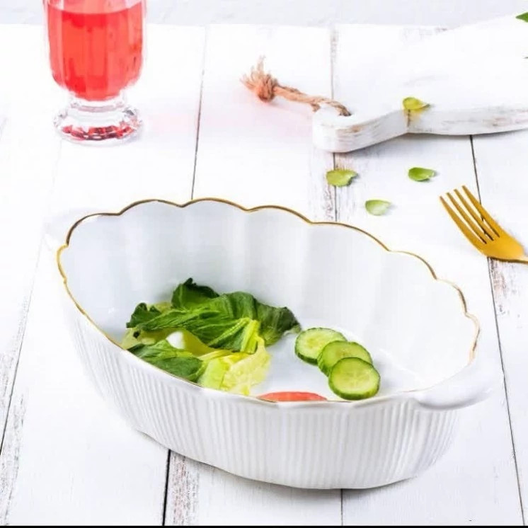 تابه بیضی سرامیک آماتیس لب طلا مدل ابری متوسط کد 743G ارسال رایگان