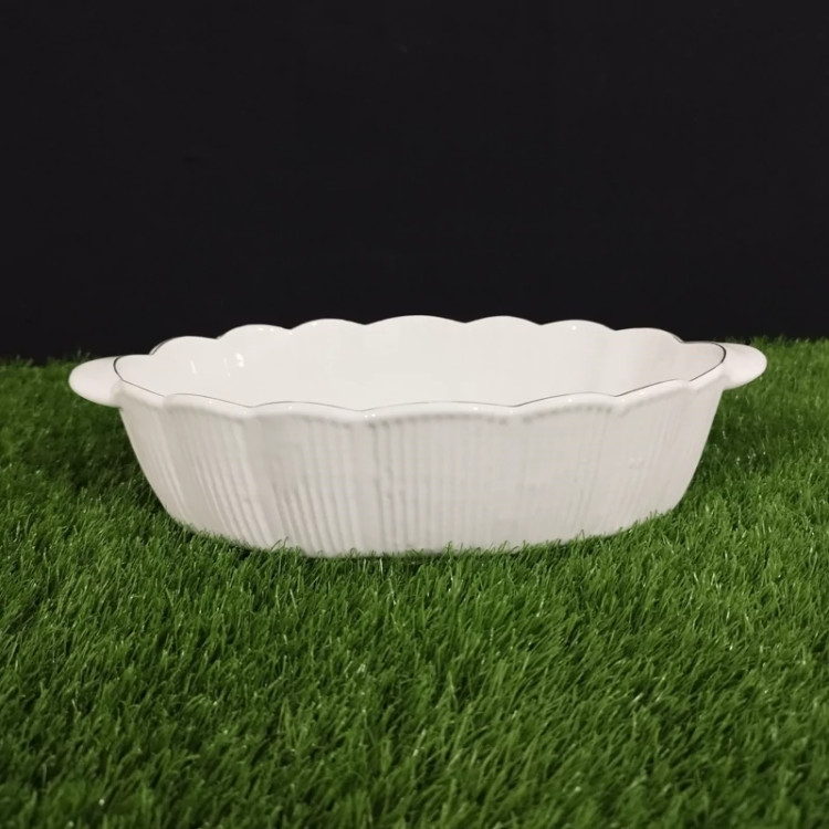 تابه بیضی سرامیک آماتیس لب طلا مدل ابری متوسط کد 743G ارسال رایگان