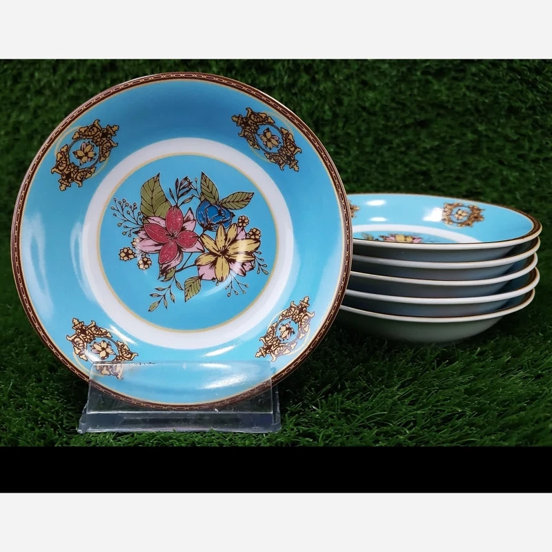 نعلبکی چینی تقدیس مدل شارین فیروزه ای بسته 6 عددی ارسال رایگان