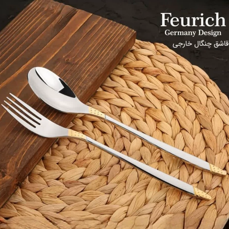 سرویس قاشق و چنگال استیل نگیر 160 پارچه (30) نفره فیوریچ مدل 2302 نقره ای طلایی با ارسال رایگان