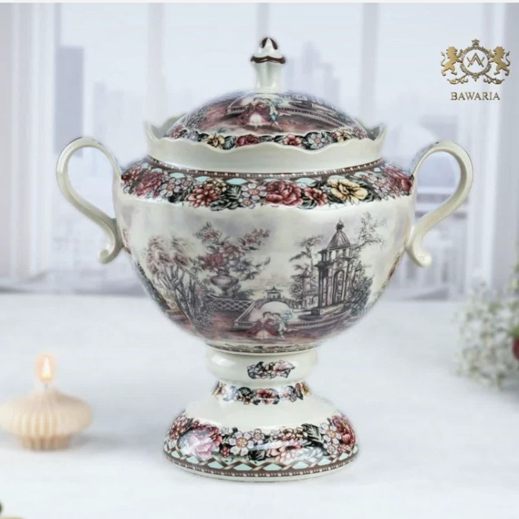 شکلات خوری پایه دار چینی BAVARIA مدل رزواتر گاردن دیت 326A با ارسال رایگان