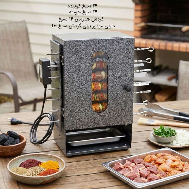 کباب پز گازی ایستاده 14 سیخ گردون اسکار با ارسال رایگان