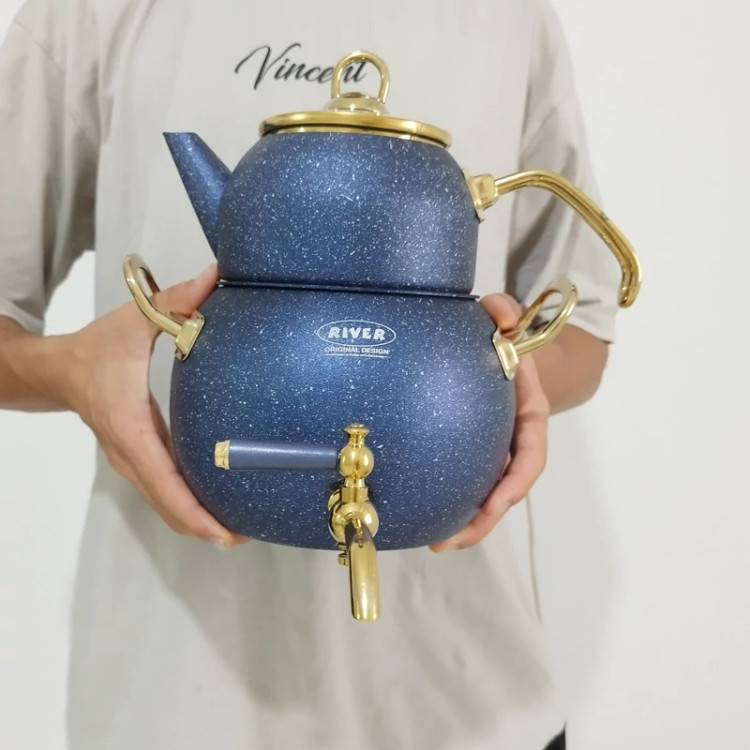 کتری و قوری شیر دار گرانیتی 2.8 لیتر ریور کد 5866 سرمه ای با ارسال رایگان