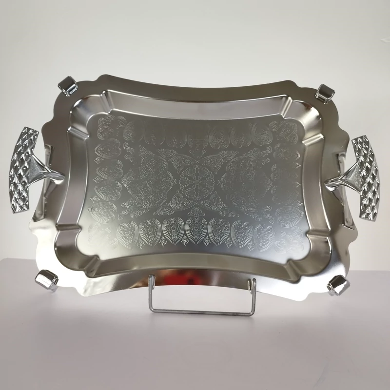 سینی استیل مستطیل متوسط پایه دار ریور کد 7216Bبسته 1 عددی با ارسال رایگان