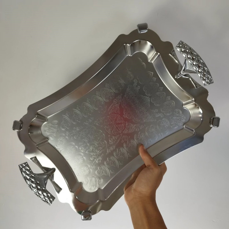 سینی استیل مستطیل متوسط پایه دار ریور کد 7216Bبسته 1 عددی با ارسال رایگان